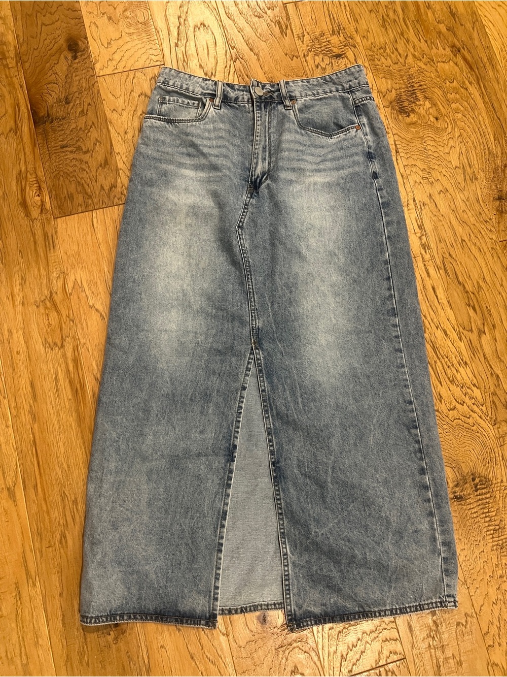 Blank NYC Light Blue Denim Maxi Skirt with Front Slit Size 28